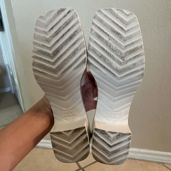 Rubber Gucci Logo Womens Platform 20/60mm Slide Sandals Mystic White - Picture 4 of 5